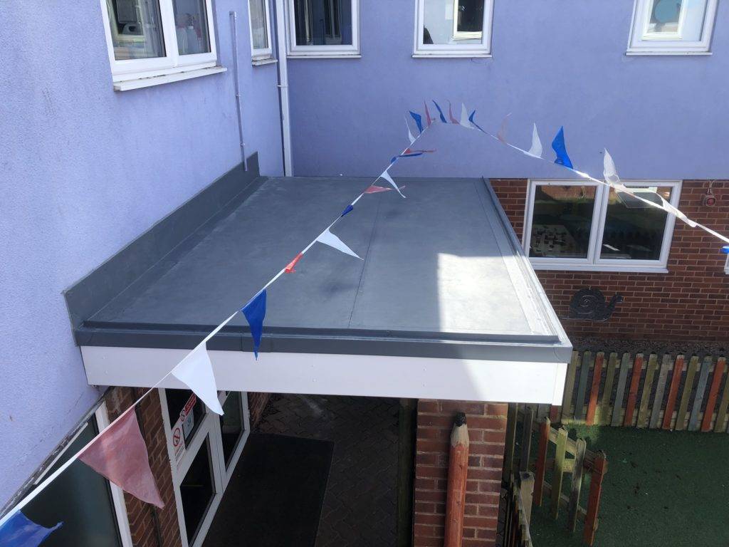 Lean-to with flat roof