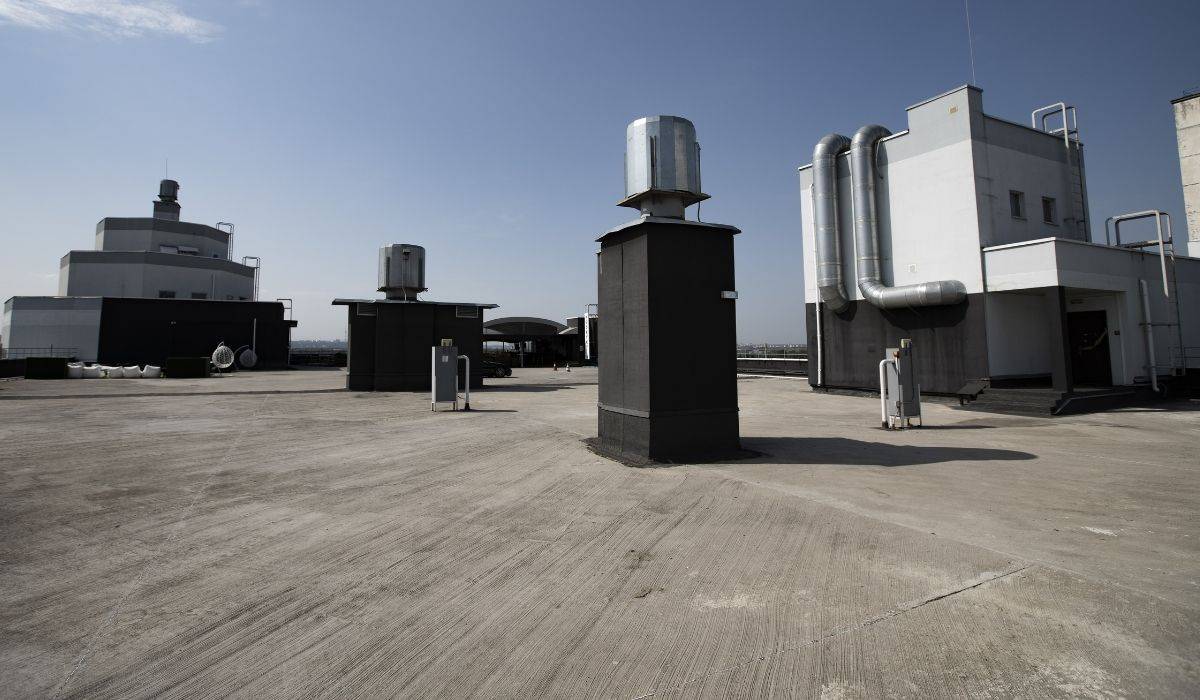 flat roof with industrial equipment